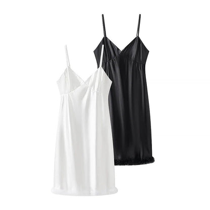 Kvinnors Aftonklänning V-ringad Spaghetti-bärare Lyxigt Tyg 2