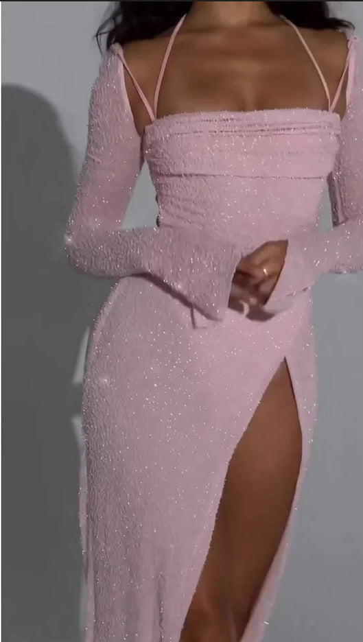 Dam Klänning Bodycon Spaghetti Band Polyester Lång-1