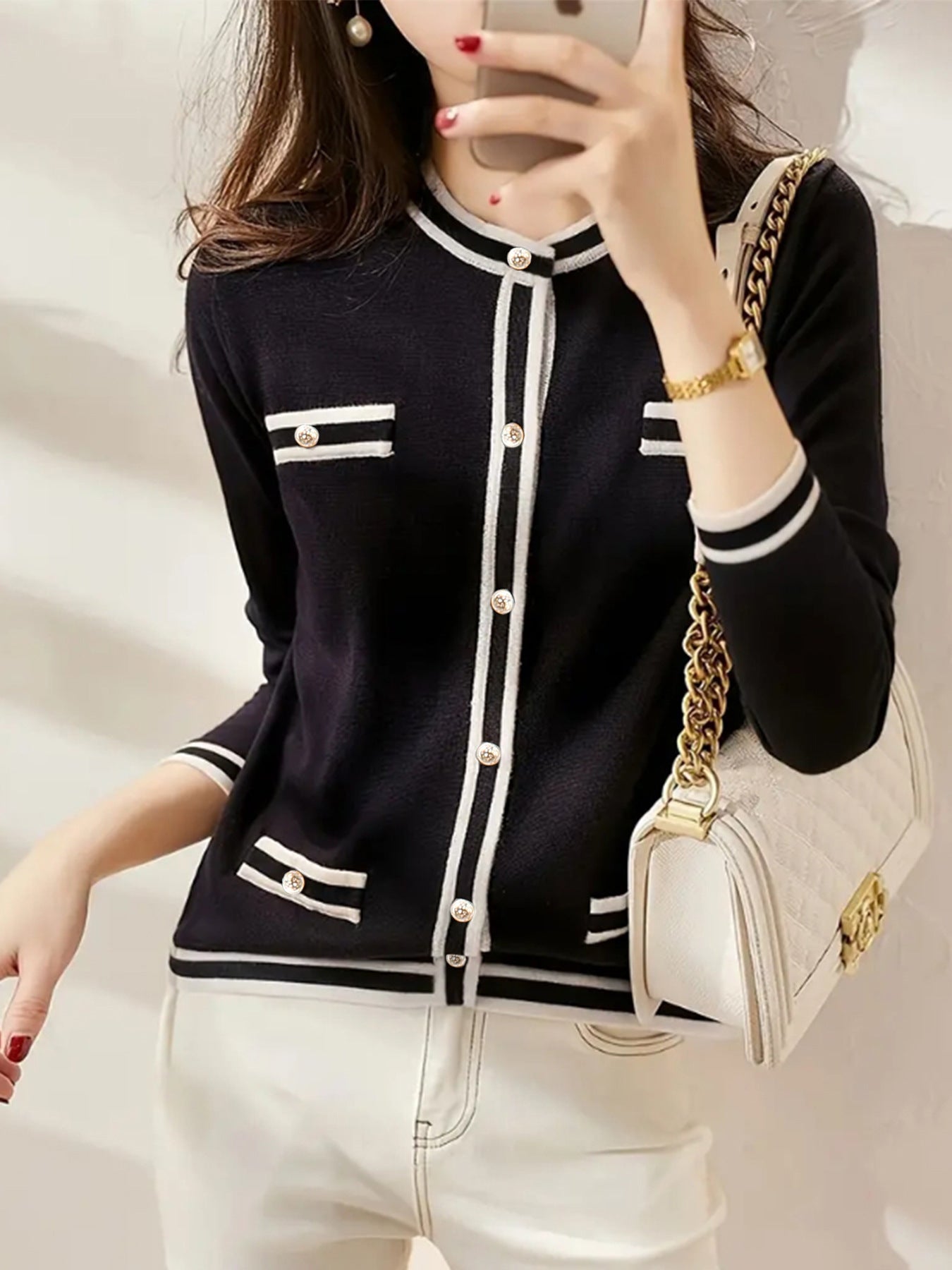 Dam Tröjajacka Långärmad Löst Passform Spandex 7