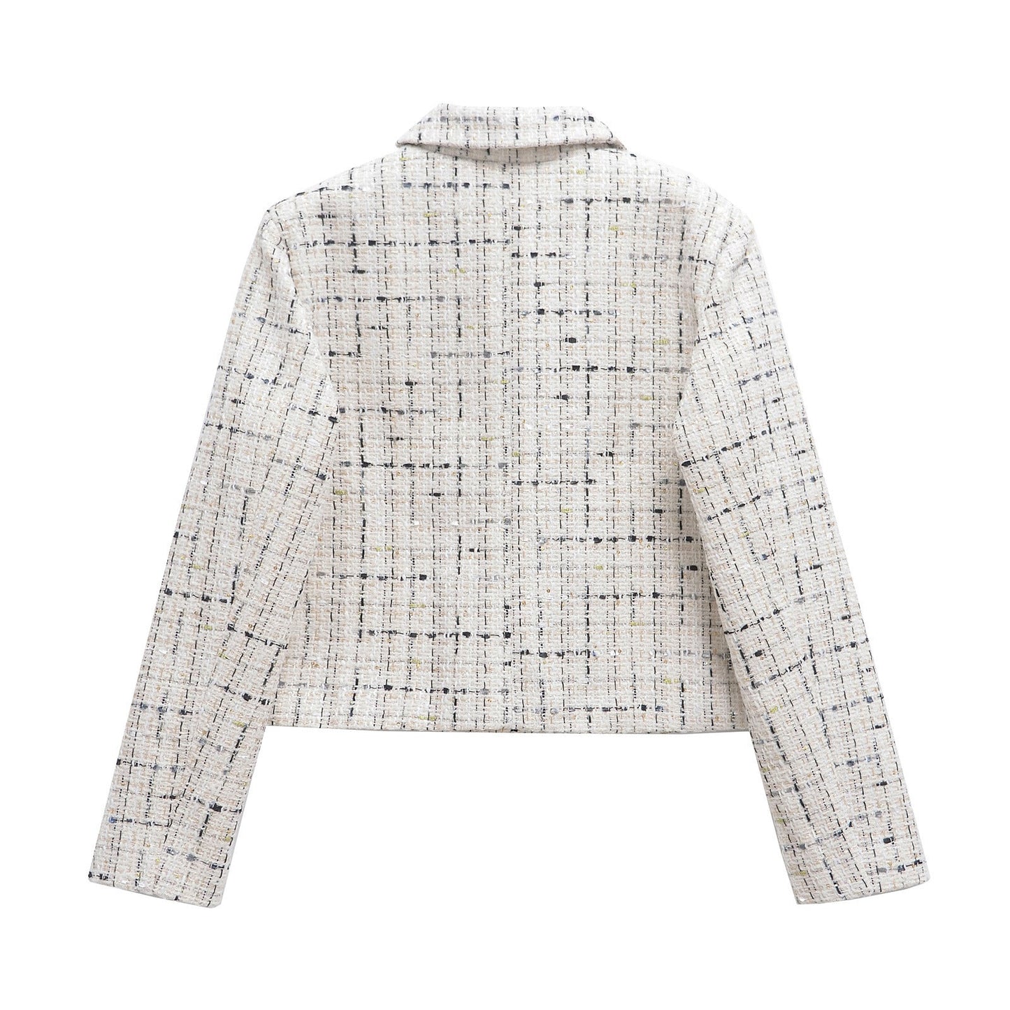 Dam Blazer Strukturerad Rutig Polyester med Klassisk Krage-2