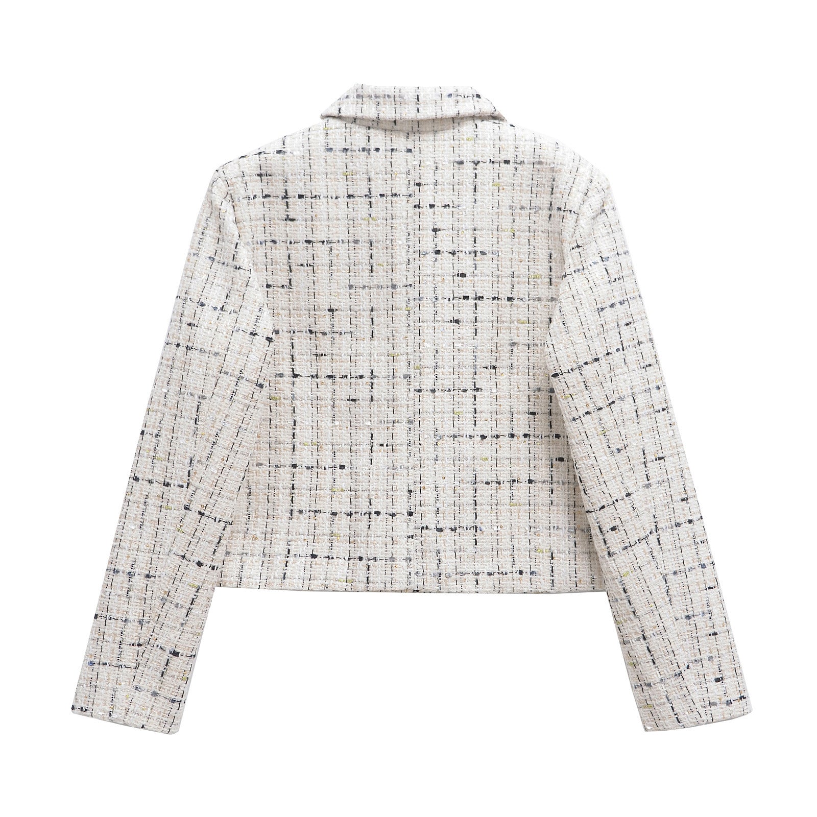 Dam Blazer Strukturerad Rutig Polyester med Klassisk Krage-2