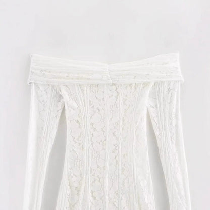 Kvinnors Festtopp Off-Shoulder med Trumpetärmar i Högkvalitativt Material 3