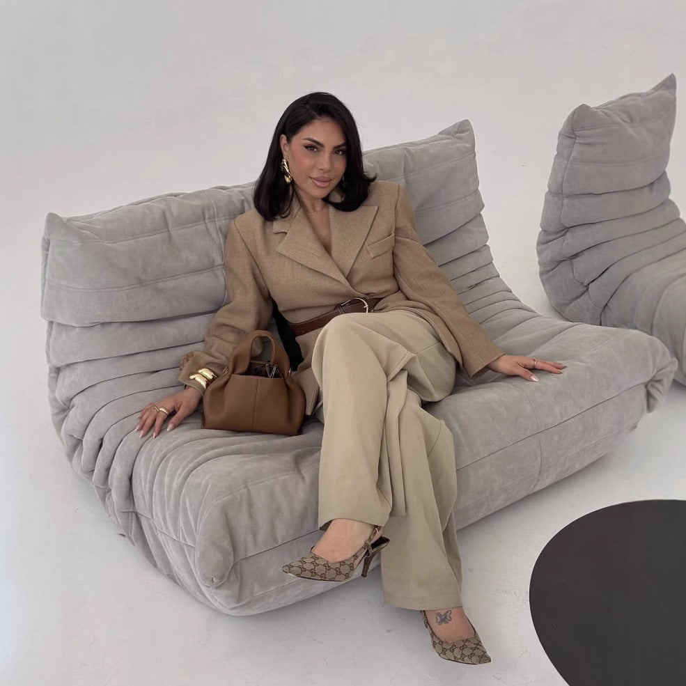 Damen Blazer Übergröße Modern Stil – Atmungsaktives Material, Elegante Knopfclosure, Perfekt für Arbeit und Freizeit 6