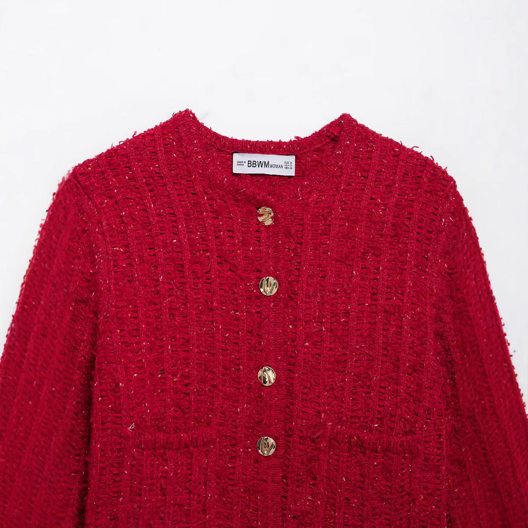 Dam Tröja Långärmad Patchwork Mjuk Bomull 4