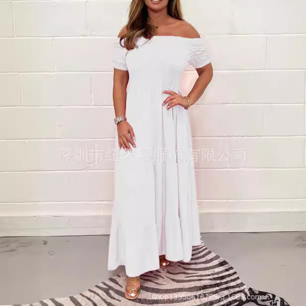 Kvinnors Kortärmad Klänning Elegant Polyester-1