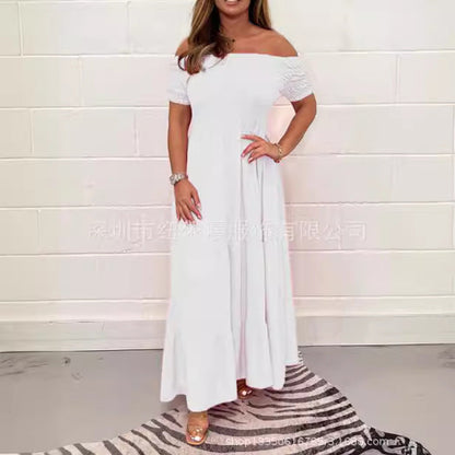 Kvinnors Kortärmad Klänning Elegant Polyester-1