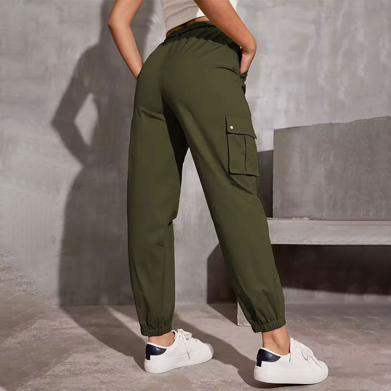 Damlastbyxor Loose Fit Hållbart Tyg med Elastiskt Midjeband och Sidfickor 5