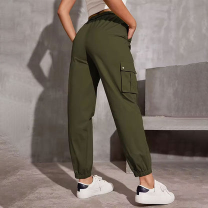Damlastbyxor Loose Fit Hållbart Tyg med Elastiskt Midjeband och Sidfickor 5