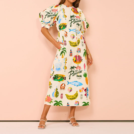 Dam A-Line Kjol med Puffärmar Polyester 1
