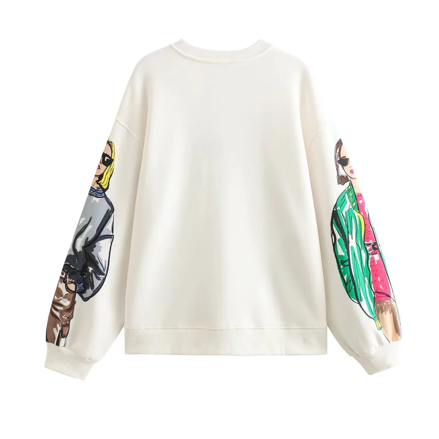 Dam Tröja med Kreativa Illustrationer i Mjuk Bomullsmix-3
