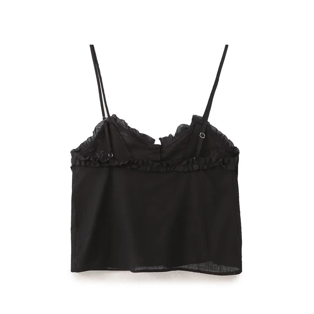 Kvinnors Festtopp med Dekorativa Knappdetaljer i Högkvalitativ Bomull-4