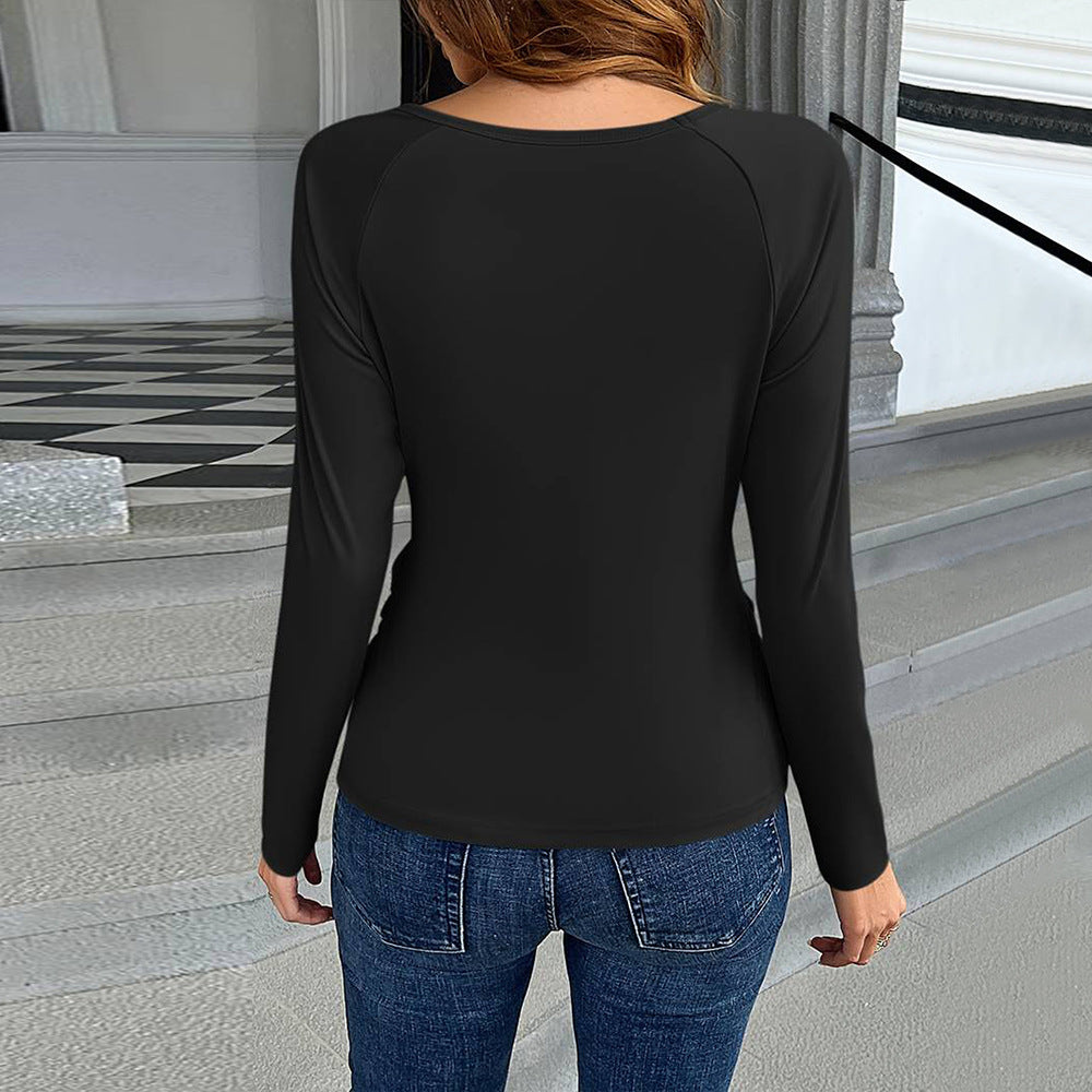 Dam Tröja Långärmad Omslagstopp i Mjukt Tyg med Elegant Halsringning – Perfekt för Vardag och Fest 5