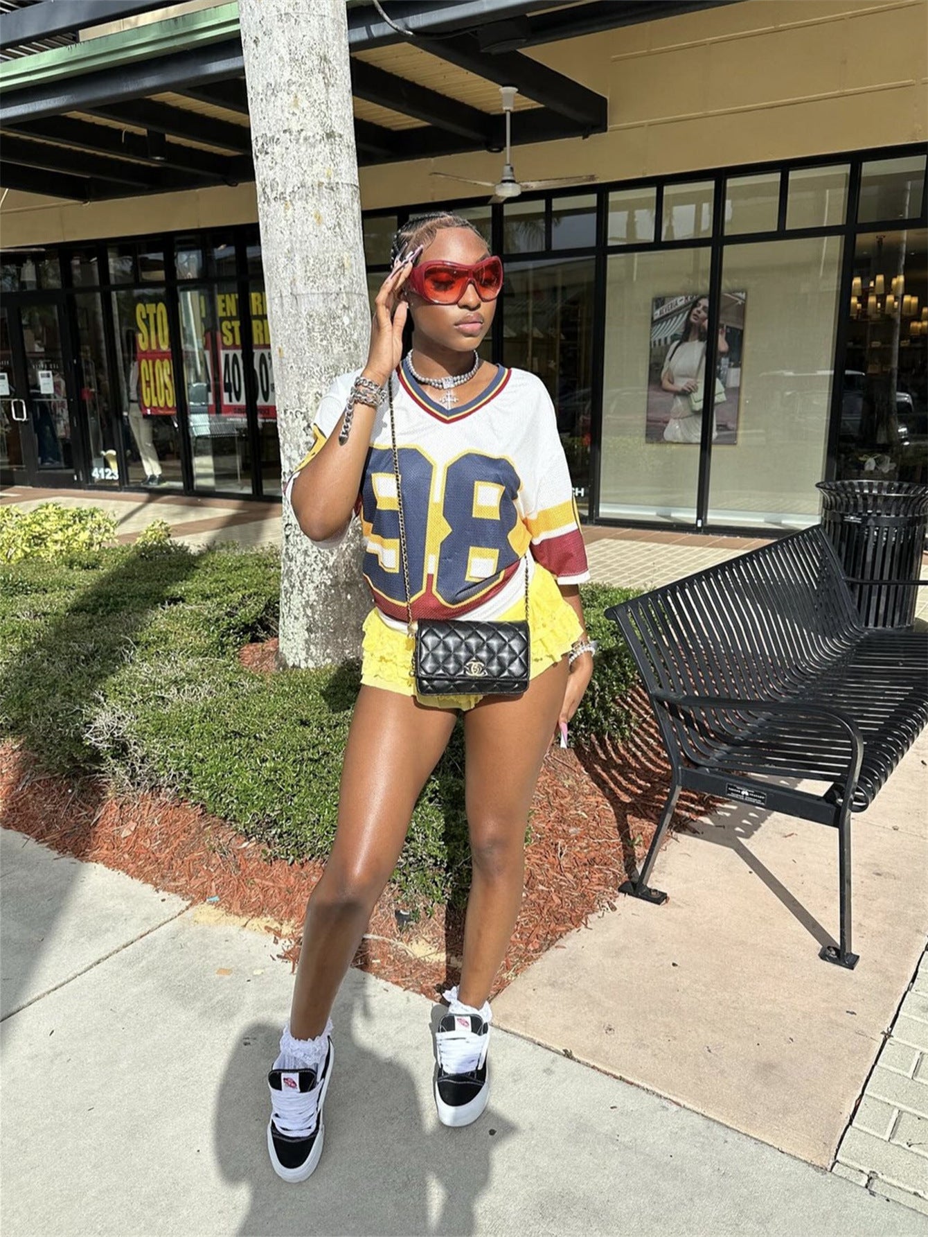 Variant image for Dam T-shirt V-ringning Kort Ärmar Färgblock Polyester-7