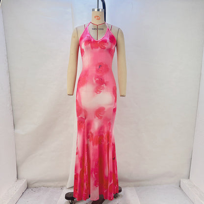 Variant image for Kvinnors Midi Klänning Sjöjungfru Stil Halterneck Polyester-1