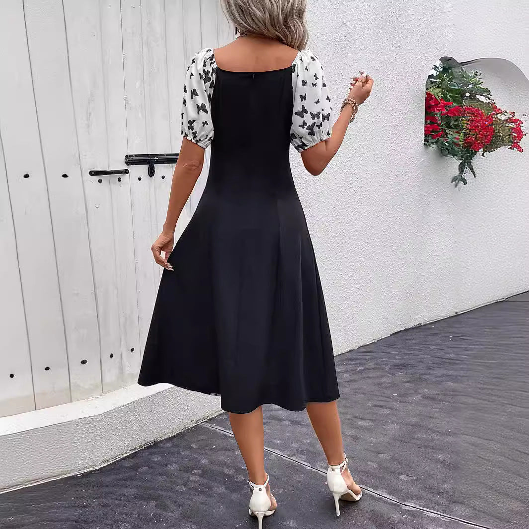 Kvinnors A-Linje Klänning med Lykta Ärmar Polyester 3