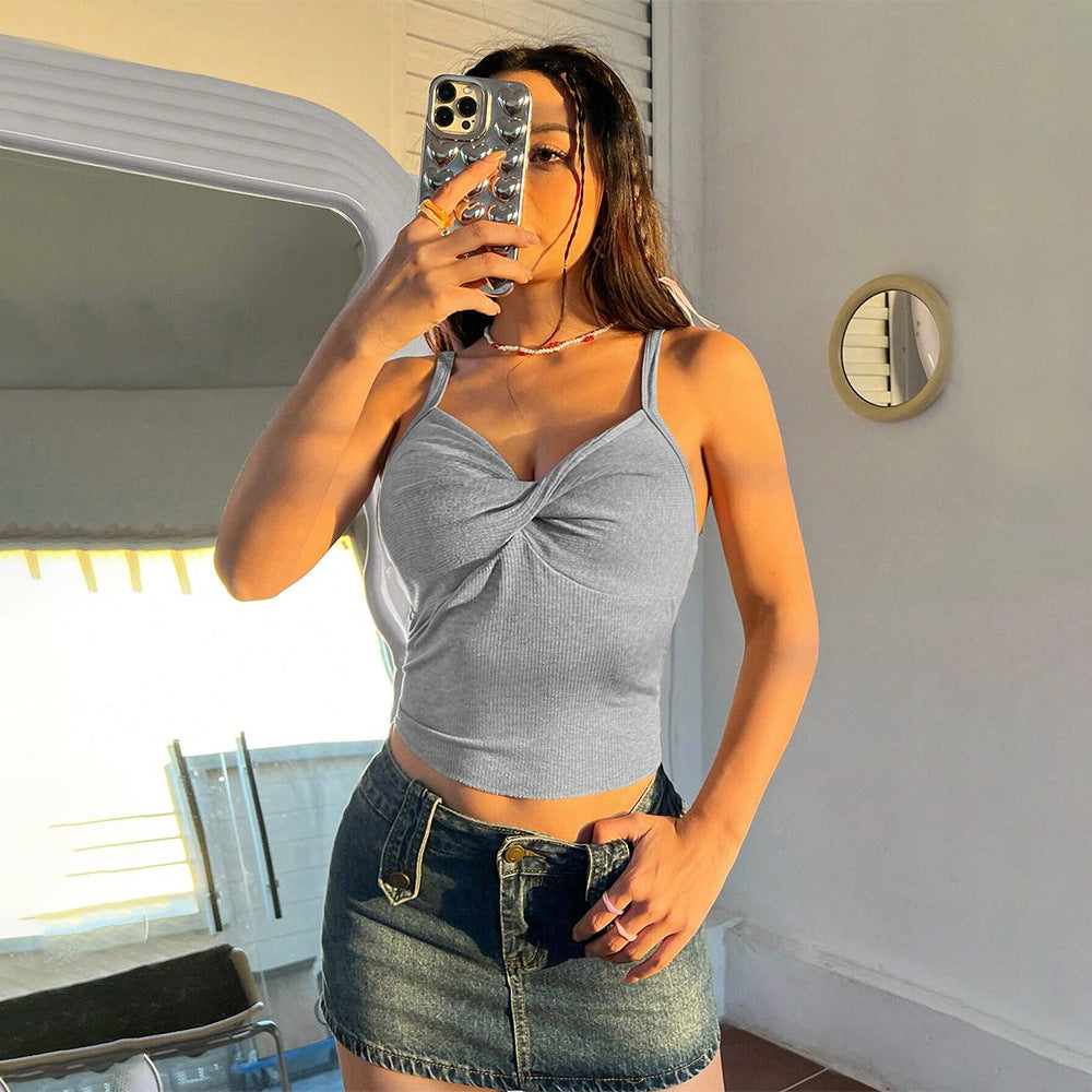 Dam Tank Top Slim Fit Stickat Material-5