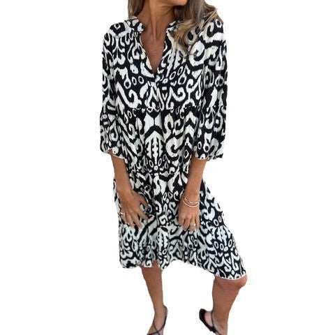 Kjol Dam Plisserad V-ringad Blommig Polyester-6