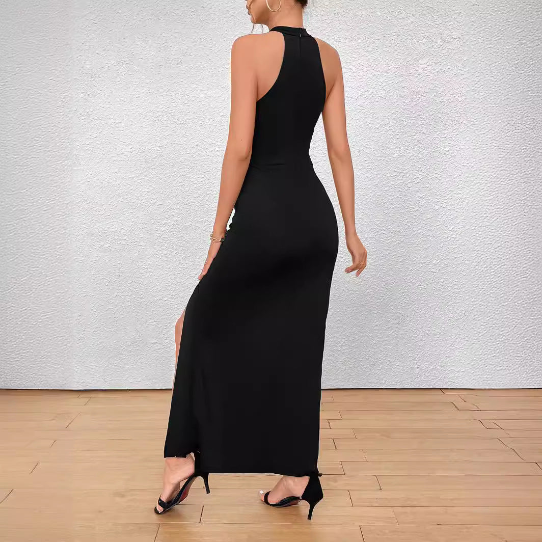 Dam Klänning Delad Fällbara Detaljer Polyester Ärmlös Elegant Passform 4