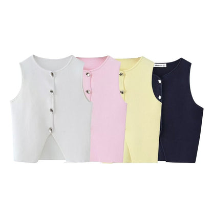 Dam Cardigan V-Hals Stickad Akryl Enfärgad-2