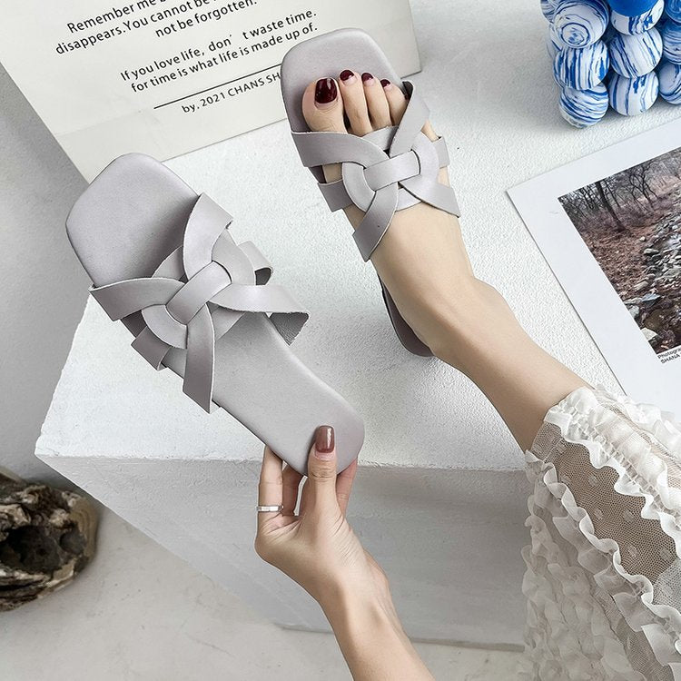 Dam Sandaler Slip-On Flätat Övre Material med Vadderad Sula 4