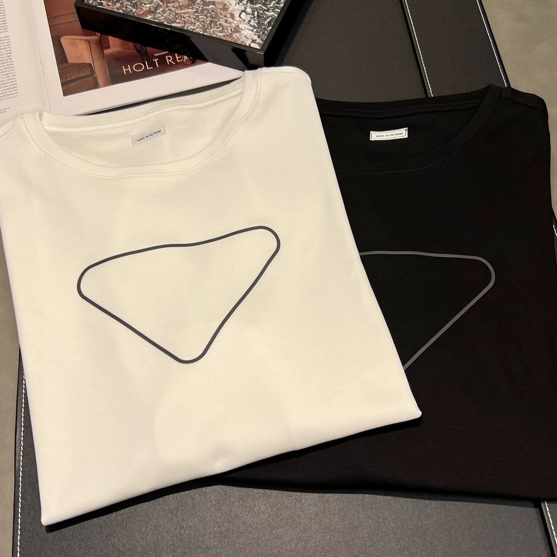 Herr Långärmad T-shirt Geometrisk Rund Hals 100% Bomull-3