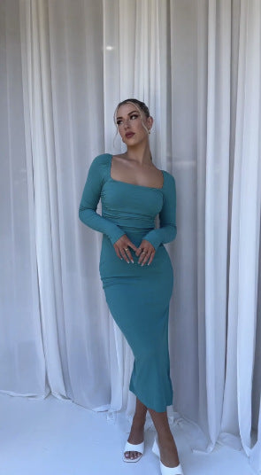 Damklänning A-Linje Off-Shoulder Polyester Midi Fina Dam Klänningar-1