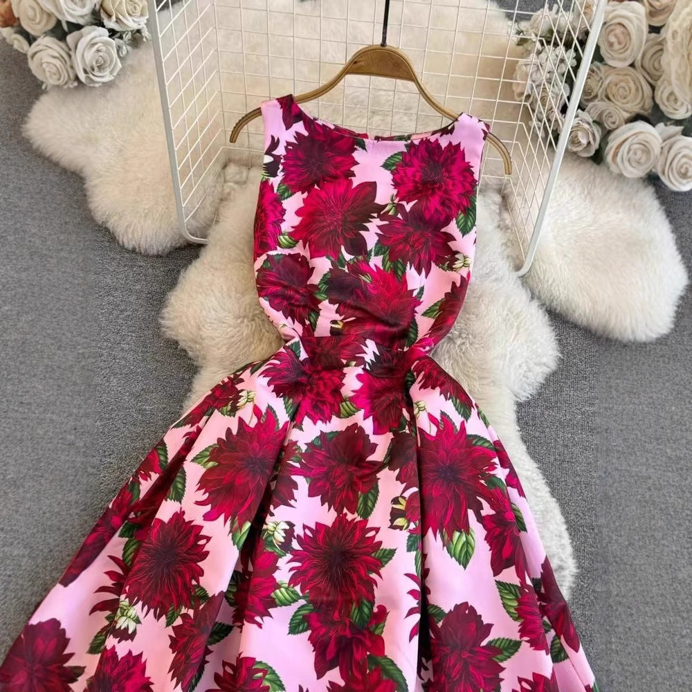 Kvinnors Midi Klänning Tredimensionell Klippning Polyester-5