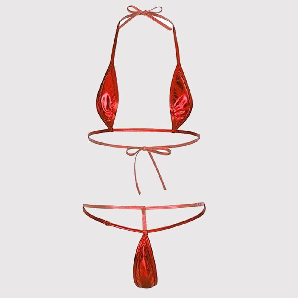 Bikini Damen Triangel Design mit Verstellbaren Trägern – Hochwertiger Glänzender Stoff, Ideal für Strand und Pool 1