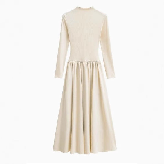 Långärmad Långklänning Fest med Flödande Kjol för Dam – Elegant Bomullsblandning för Speciella Tillfällen 3