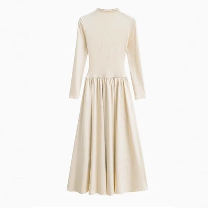 Långärmad Långklänning Fest med Flödande Kjol för Dam – Elegant Bomullsblandning för Speciella Tillfällen 3