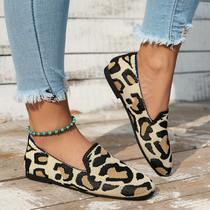 Dam Tofflor Leopardmönster Trendig Design Andningsbart Syntetmaterial 4