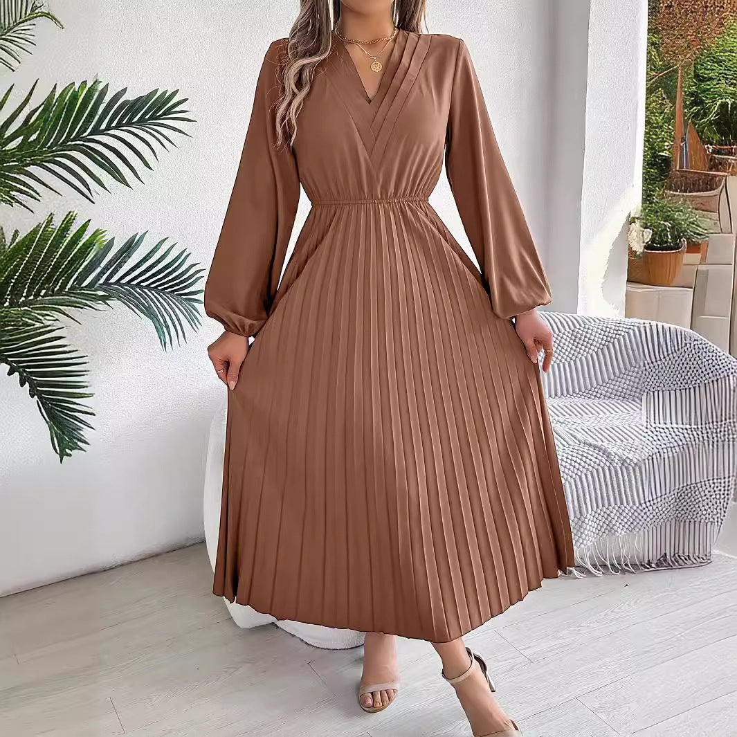 Kvinnor Lång Kjol A-Linje Chiffon med V-Hals-4