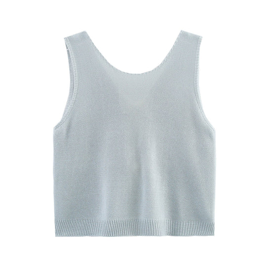 Kvinnors Stickad Topp Elegant Bomull med Fin Struktur 1