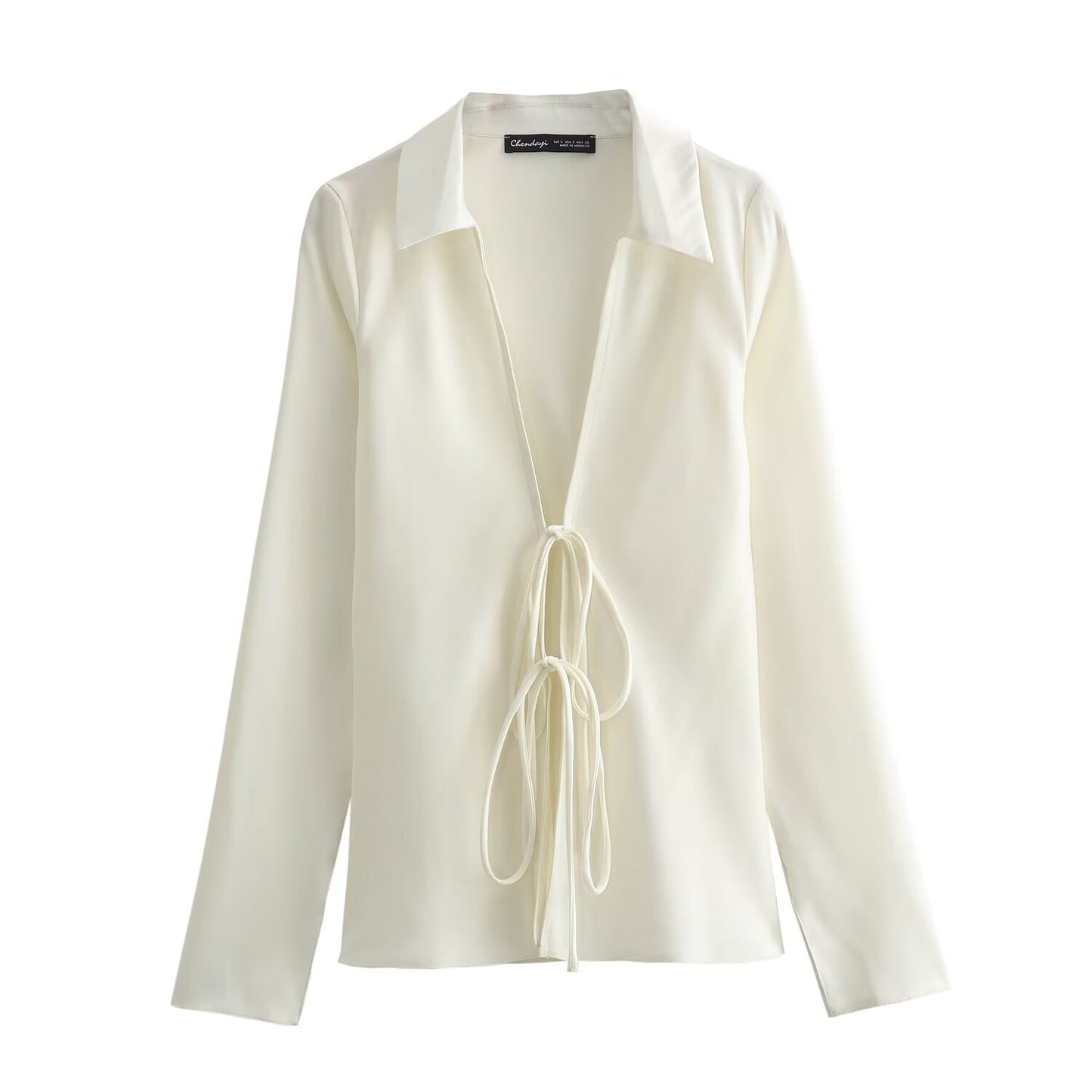 Herrskjorta Enfärgad Flugsatin Långärmad Polyester-3