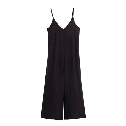 Dam Jumpsuit Ärmlös V-hals Patchwork Polyester-1