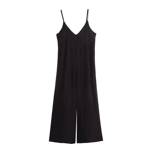 Dam Jumpsuit Ärmlös V-hals Patchwork Polyester-1