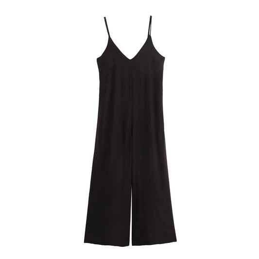 Dam Jumpsuit Ärmlös V-hals Patchwork Polyester-1