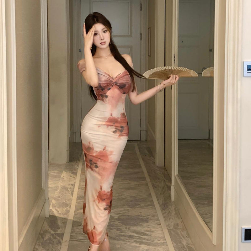 Dam Lång Kjol Flared Mesh Slim Fit-4