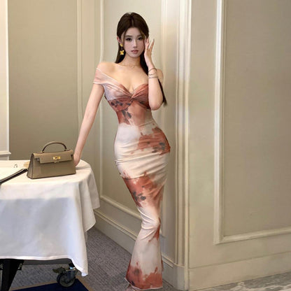 Dam Lång Kjol Flared Mesh Slim Fit-3