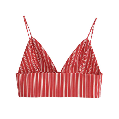 Dam Kort Topp och Rock Set Randig Lätt Tyg för Sommar-4