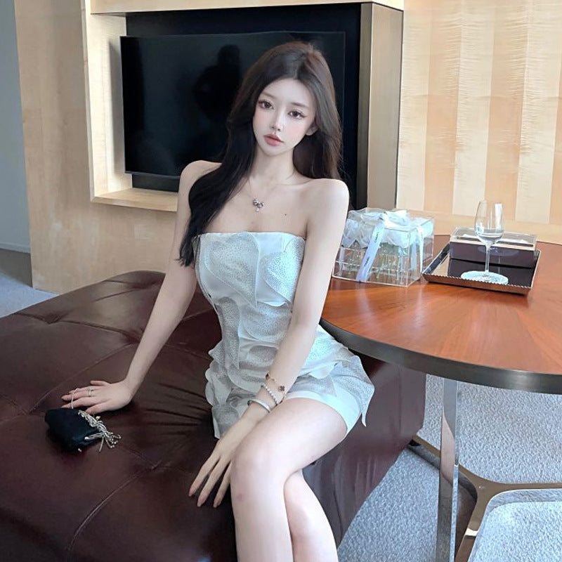 Kvinnors Bodycon Klänning Off-Shoulder Polyester Elastan 4