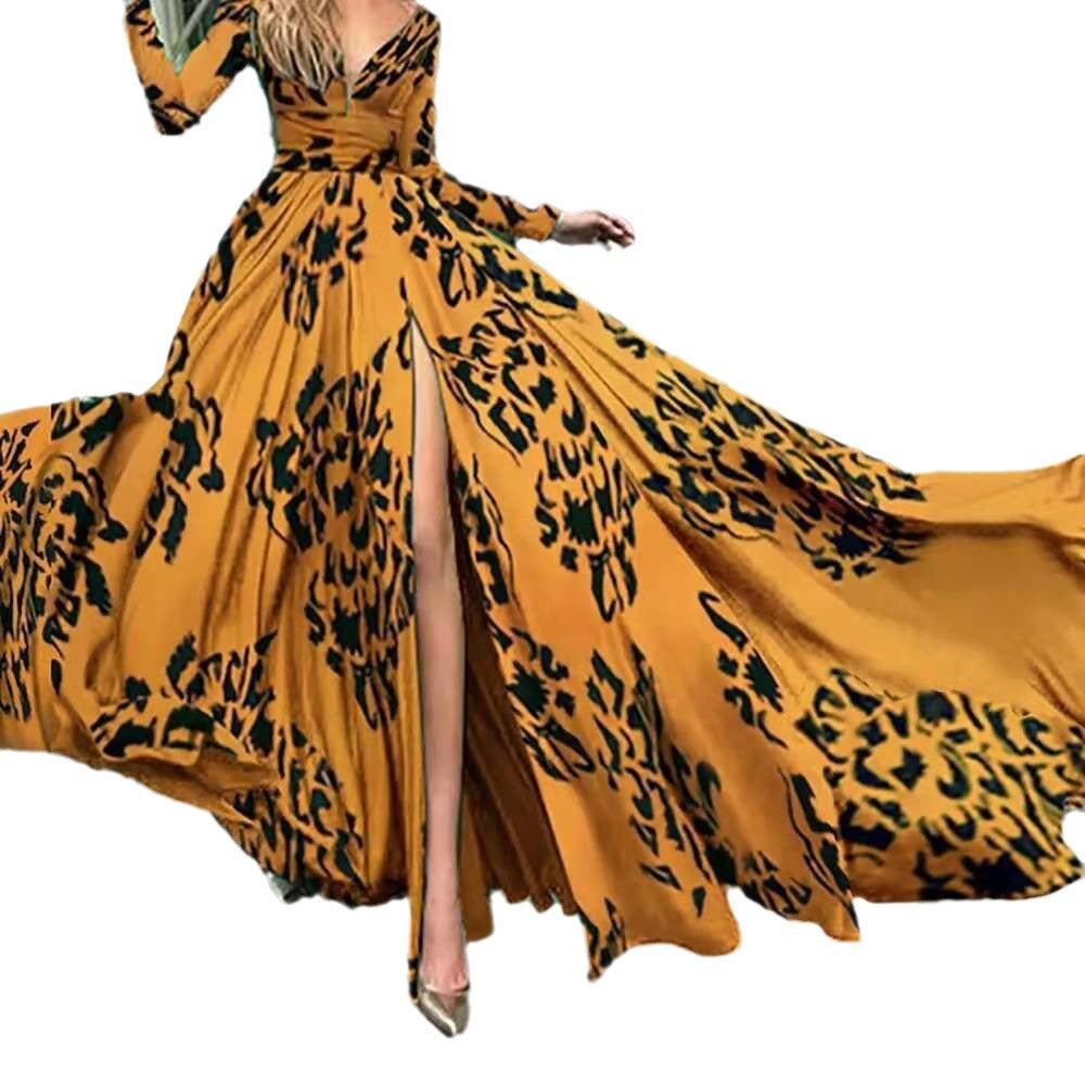 Kvinnors Midi Klänning Leopardmönster Polyester-4