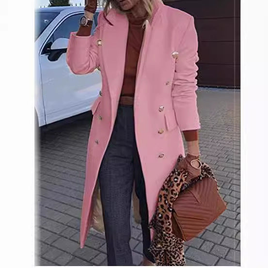 Dam Dubbelknappad Ullrock Medellång Polyester-3