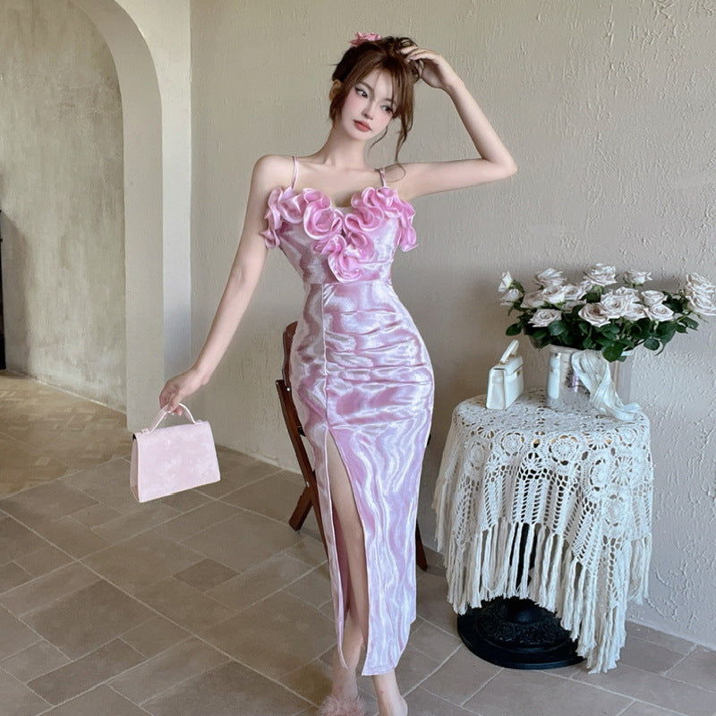 Fina Dam Klänningar Blommig Spaghetti Strap V-Hals Polyester-2