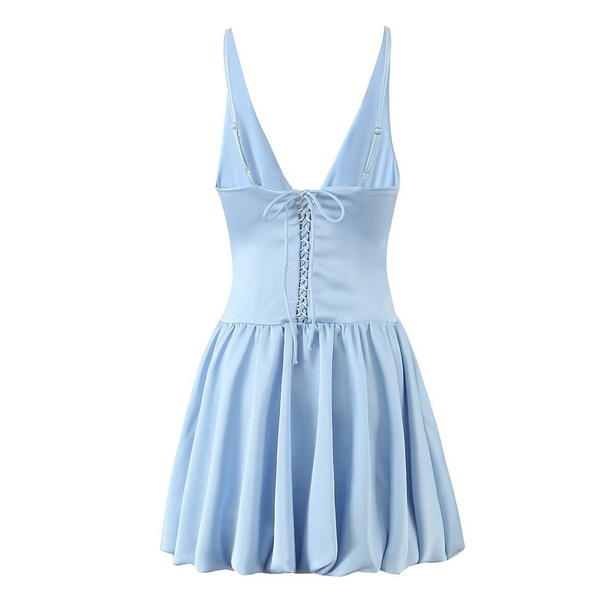 Korta Klänningar Dam A-Line V-ringning Polyester Minikjol-4