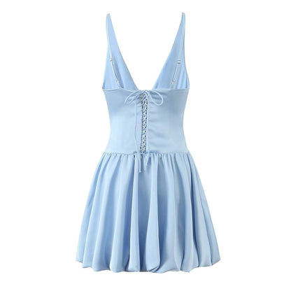 Korta Klänningar Dam A-Line V-ringning Polyester Minikjol-4