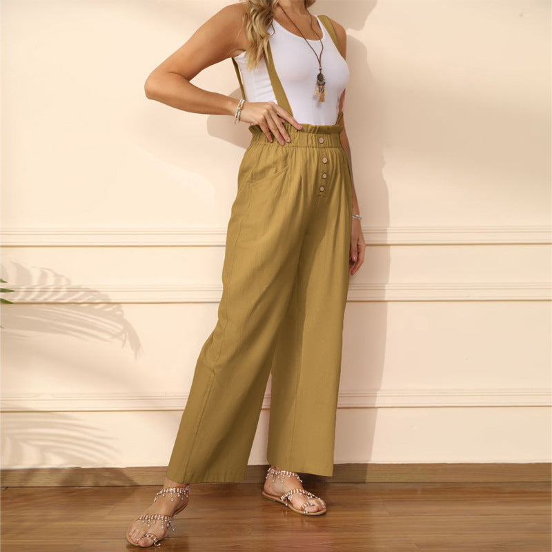 Kvinnors Raka Byxor Justerbar Midja 100% Bomull-6