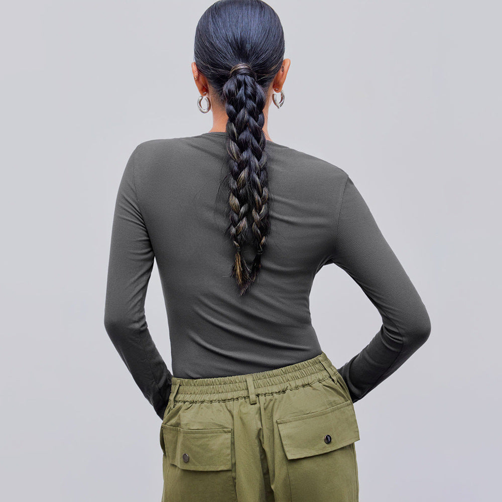 Festtoppar Dam Hög Midja Slim Fit Minimalistisk 100% Bomull-3