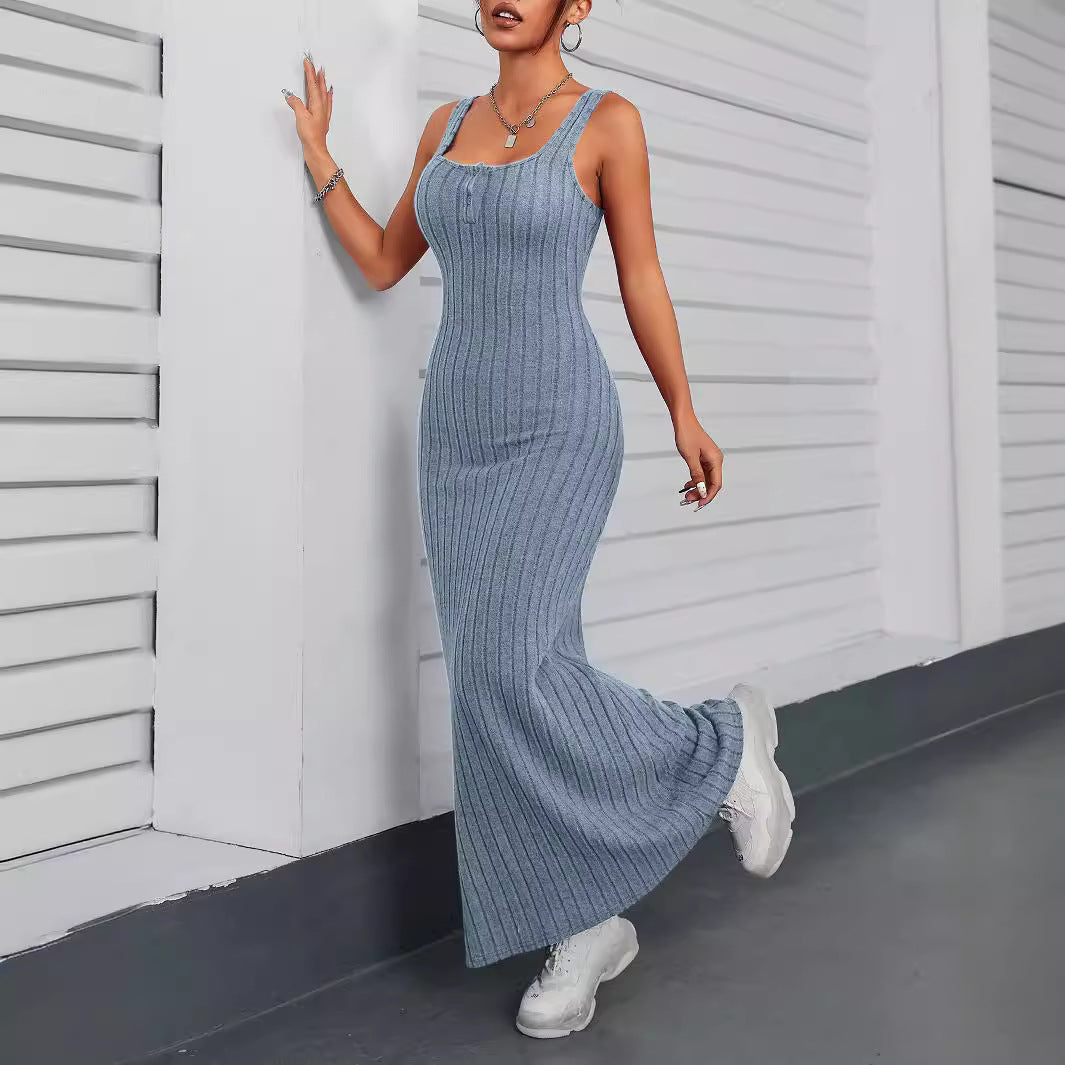 Damklänning A-Linje Midi Fyrkantig Halsringning Polyester-2