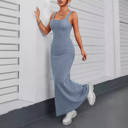 Damklänning A-Linje Midi Fyrkantig Halsringning Polyester-2